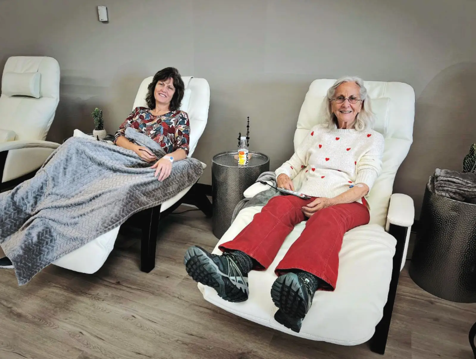 Clients relaxing during IV therapy