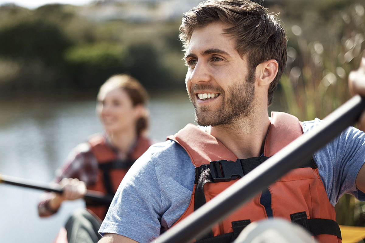 man kayaking after hangover IV in Tulsa, OK