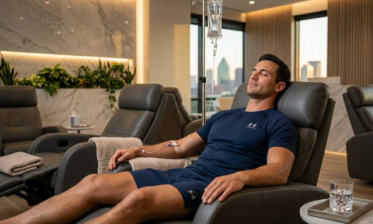 A person in a room with a medical iv