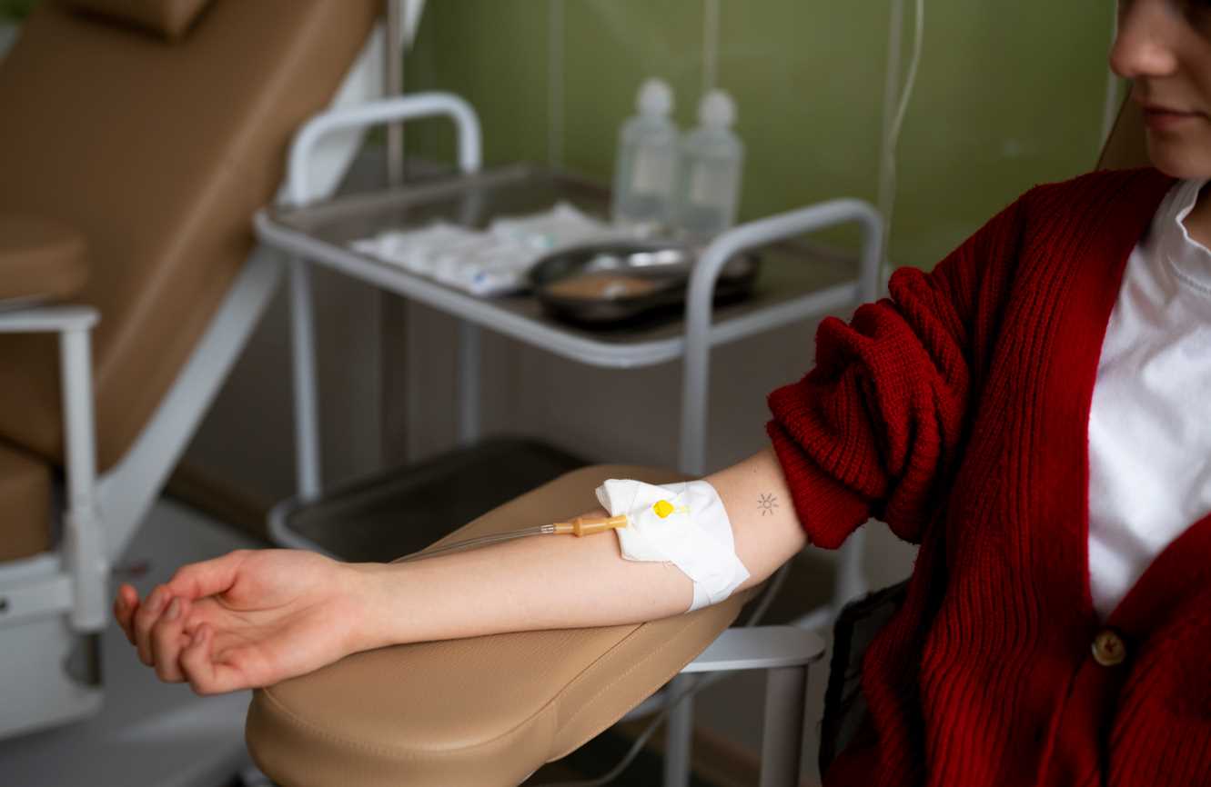 Patient Getting IV Drip for Hangover Relief